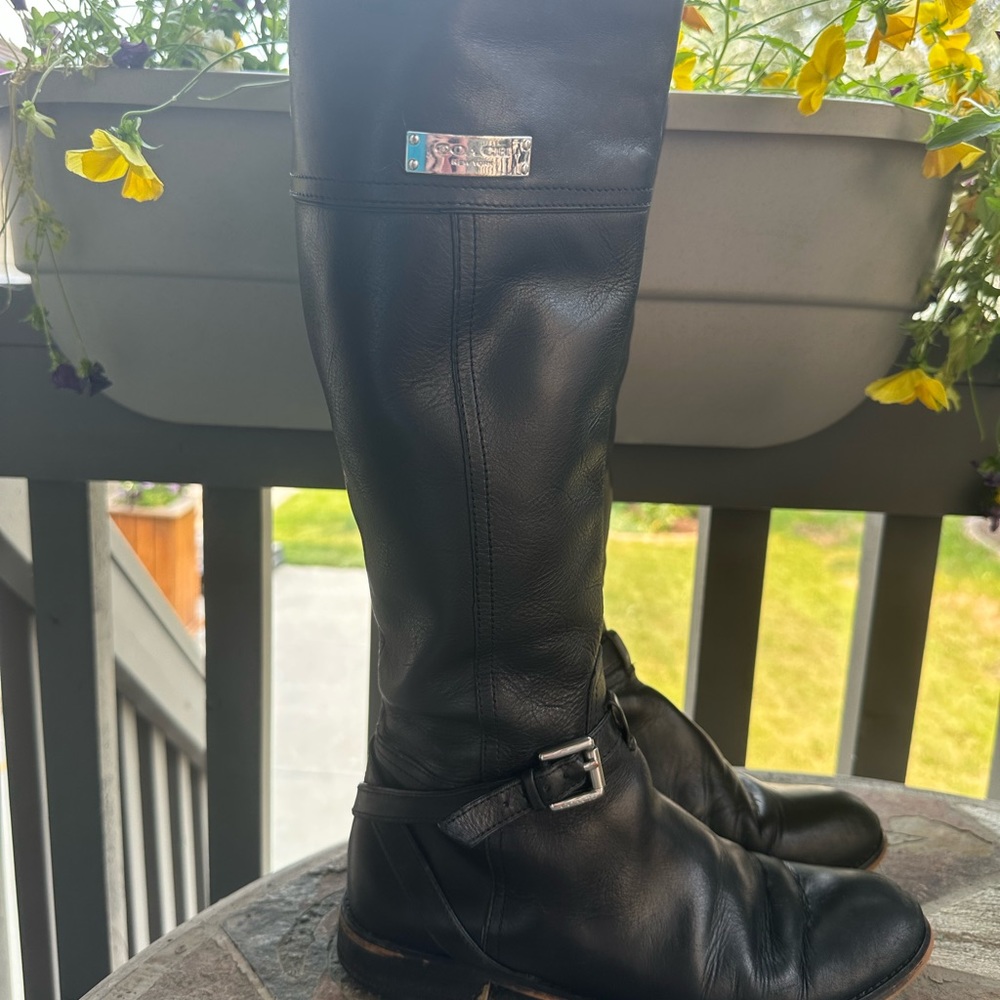 Coach Black Leather Knee-High Boots